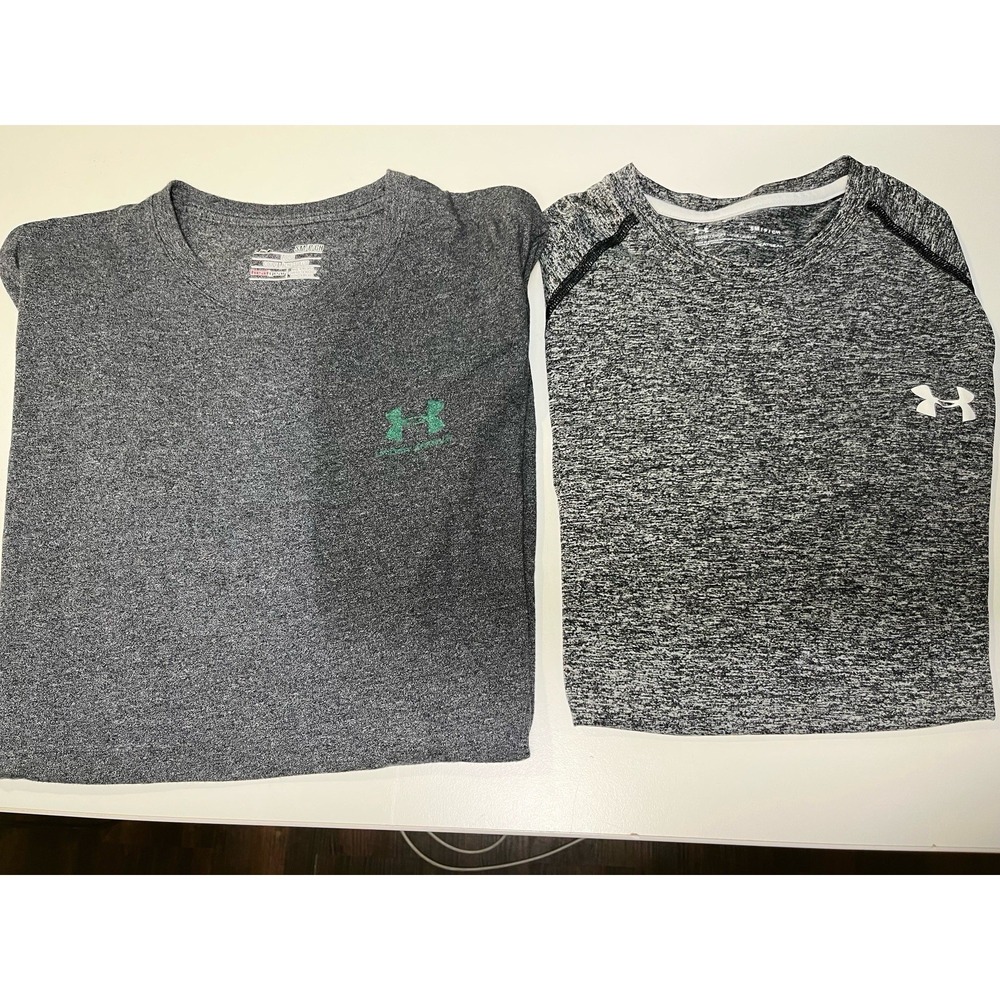 2 Under Armour Shirts Mens Small Loose Grey Threadborne Short Sleeve Heat Gear S